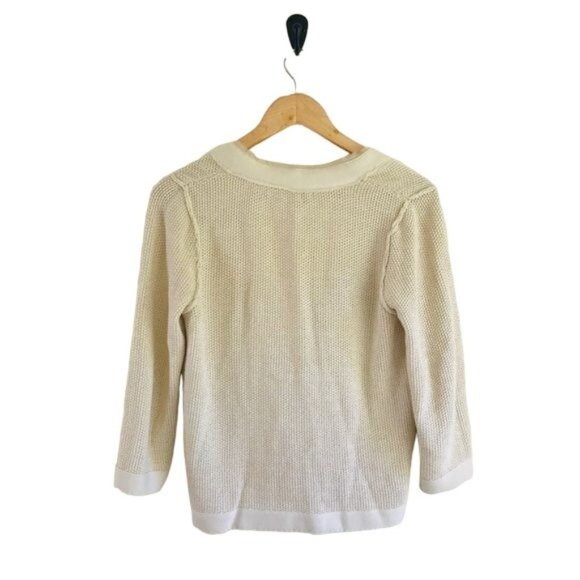 Banana Republic Cream & Gold Accent Thread Knitted Cardigan Size S - Picture 6 of 7